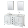 Custom image for White with Polished Chrome Trim / White Carrara Marble, Oval Sink / Medicine Cabinets