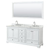 Custom image for White with Polished Chrome Trim / White Carrara Marble, Rectangular Sink / 70