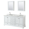 Custom image for White with Polished Chrome Trim / White Carrara Marble, Rectangular Sink / Medicine Cabinets