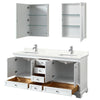 Custom image for White with Polished Chrome Trim / Giotto Quartz, Rectangular Sink / Medicine Cabinets