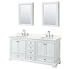 Custom image for White with Polished Chrome Trim / Giotto Quartz, Rectangular Sink / Medicine Cabinets