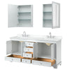 Custom image for White with Polished Chrome Trim / White Cultured Marble, Rectangular Sink / Medicine Cabinets