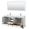 Custom image for White with Polished Chrome Trim / White Quartz, Rectangular Sink / 70