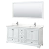 Custom image for White with Polished Chrome Trim / White Quartz, Rectangular Sink / 70