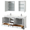 Custom image for White with Polished Chrome Trim / White Quartz, Rectangular Sink / Medicine Cabinets