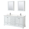Custom image for White with Polished Chrome Trim / White Quartz, Rectangular Sink / Medicine Cabinets