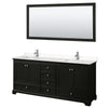 Custom image for Dark Espresso with Polished Chrome Trim / Carrara Cultured Marble, Rectangular Sink / 70
