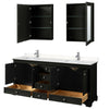 Custom image for Dark Espresso with Polished Chrome Trim / Carrara Cultured Marble, Rectangular Sink / Medicine Cabinets