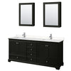 Custom image for Dark Espresso with Polished Chrome Trim / Carrara Cultured Marble, Rectangular Sink / Medicine Cabinets