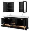 Custom image for Dark Espresso with Polished Chrome Trim / Carrara Cultured Marble, Rectangular Sink / Medicine Cabinets