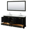 Custom image for Dark Espresso with Polished Chrome Trim / White Carrara Marble, Oval Sink / 70