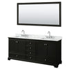 Custom image for Dark Espresso with Polished Chrome Trim / White Carrara Marble, Rectangular Sink / 70