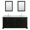 Custom image for Dark Espresso with Polished Chrome Trim / White Carrara Marble, Rectangular Sink / Medicine Cabinets