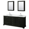 Custom image for Dark Espresso with Polished Chrome Trim / White Carrara Marble, Rectangular Sink / Medicine Cabinets