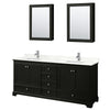 Custom image for Dark Espresso with Polished Chrome Trim / Giotto Quartz, Rectangular Sink / Medicine Cabinets