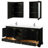 Custom image for Dark Espresso with Polished Chrome Trim / White Cultured Marble, Rectangular Sink / Medicine Cabinets