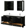 Custom image for Dark Espresso with Polished Chrome Trim / White Quartz, Rectangular Sink / Medicine Cabinets