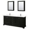 Custom image for Dark Espresso with Polished Chrome Trim / White Quartz, Rectangular Sink / Medicine Cabinets