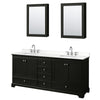 Custom image for Dark Espresso with Polished Chrome Trim / White Quartz, Rectangular Sink / Medicine Cabinets