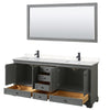 Custom image for Dark Gray with Matte Black Trim / Carrara Cultured Marble, Rectangular Sink / 70