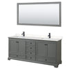 Custom image for Dark Gray with Matte Black Trim / Carrara Cultured Marble, Rectangular Sink / 70
