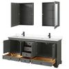 Custom image for Dark Gray with Matte Black Trim / Carrara Cultured Marble, Rectangular Sink / Medicine Cabinets