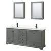 Custom image for Dark Gray with Matte Black Trim / Carrara Cultured Marble, Rectangular Sink / Medicine Cabinets