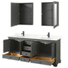 Custom image for Dark Gray with Matte Black Trim / Giotto Quartz, Rectangular Sink / Medicine Cabinets