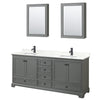 Custom image for Dark Gray with Matte Black Trim / Giotto Quartz, Rectangular Sink / Medicine Cabinets