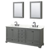 Custom image for Dark Gray with Matte Black Trim / Giotto Quartz, Rectangular Sink / Medicine Cabinets