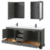 Custom image for Dark Gray with Matte Black Trim / White Cultured Marble, Rectangular Sink / Medicine Cabinets