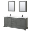 Custom image for Dark Gray with Matte Black Trim / White Cultured Marble, Rectangular Sink / Medicine Cabinets