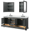 Custom image for Dark Gray with Matte Black Trim / White Cultured Marble, Rectangular Sink / Medicine Cabinets