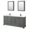 Custom image for Dark Gray with Matte Black Trim / White Quartz, Rectangular Sink / Medicine Cabinets