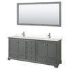 Custom image for Dark Gray with Polished Chrome Trim / Carrara Cultured Marble, Rectangular Sink / 70