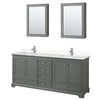 Custom image for Dark Gray with Polished Chrome Trim / Carrara Cultured Marble, Rectangular Sink / Medicine Cabinets