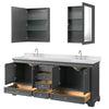 Custom image for Dark Gray with Polished Chrome Trim / Carrara Cultured Marble, Rectangular Sink / Medicine Cabinets