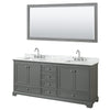 Custom image for Dark Gray with Polished Chrome Trim / White Carrara Marble, Rectangular Sink / 70