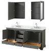 Custom image for Dark Gray with Polished Chrome Trim / White Carrara Marble, Rectangular Sink / Medicine Cabinets