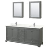 Custom image for Dark Gray with Polished Chrome Trim / Giotto Quartz, Rectangular Sink / Medicine Cabinets