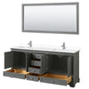 Custom image for Dark Gray with Polished Chrome Trim / White Cultured Marble, Rectangular Sink / 70