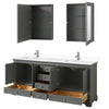 Custom image for Dark Gray with Polished Chrome Trim / White Cultured Marble, Rectangular Sink / Medicine Cabinets