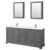 Custom image for Dark Gray with Polished Chrome Trim / White Cultured Marble, Rectangular Sink / Medicine Cabinets