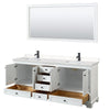 Custom image for White with Matte Black Trim / Carrara Cultured Marble, Rectangular Sink / 70
