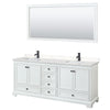 Custom image for White with Matte Black Trim / Carrara Cultured Marble, Rectangular Sink / 70