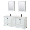 Custom image for White with Matte Black Trim / Carrara Cultured Marble, Rectangular Sink / Medicine Cabinets
