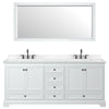 Custom image for White with Matte Black Trim / Carrara Cultured Marble, Rectangular Sink / 70