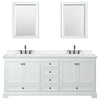 Custom image for White with Matte Black Trim / Carrara Cultured Marble, Rectangular Sink / Medicine Cabinets