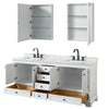 Custom image for White with Matte Black Trim / White Carrara Marble, Rectangular Sink / Medicine Cabinets