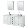 Custom image for White with Matte Black Trim / White Carrara Marble, Rectangular Sink / Medicine Cabinets